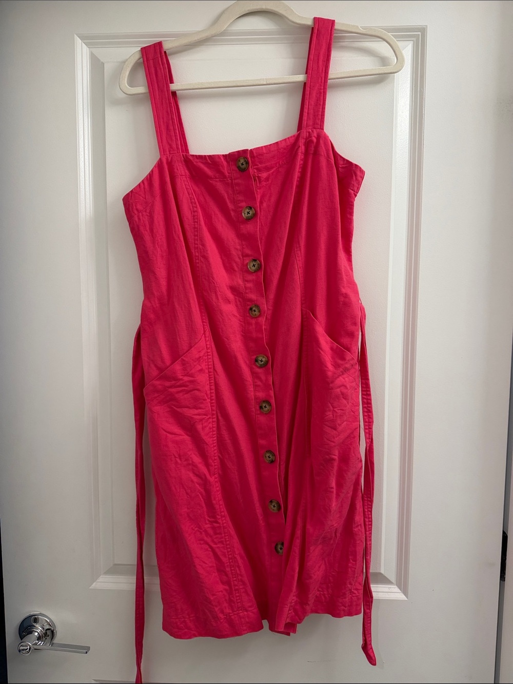 LOFT Hot Pink Midi Button-Front Sundress